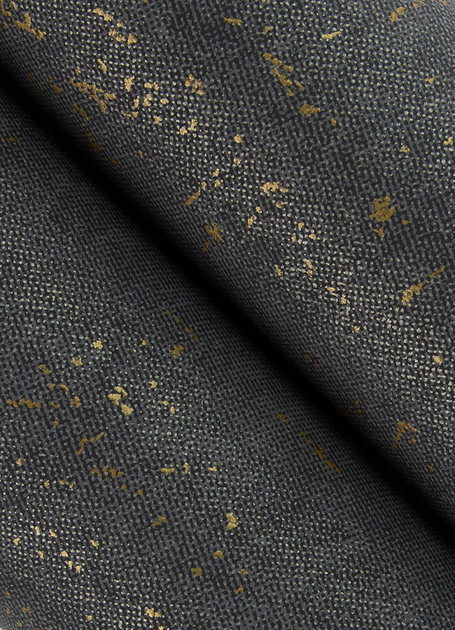 Elatha Charcoal Gilded Texture Wallpaper - Brewster Wallcovering