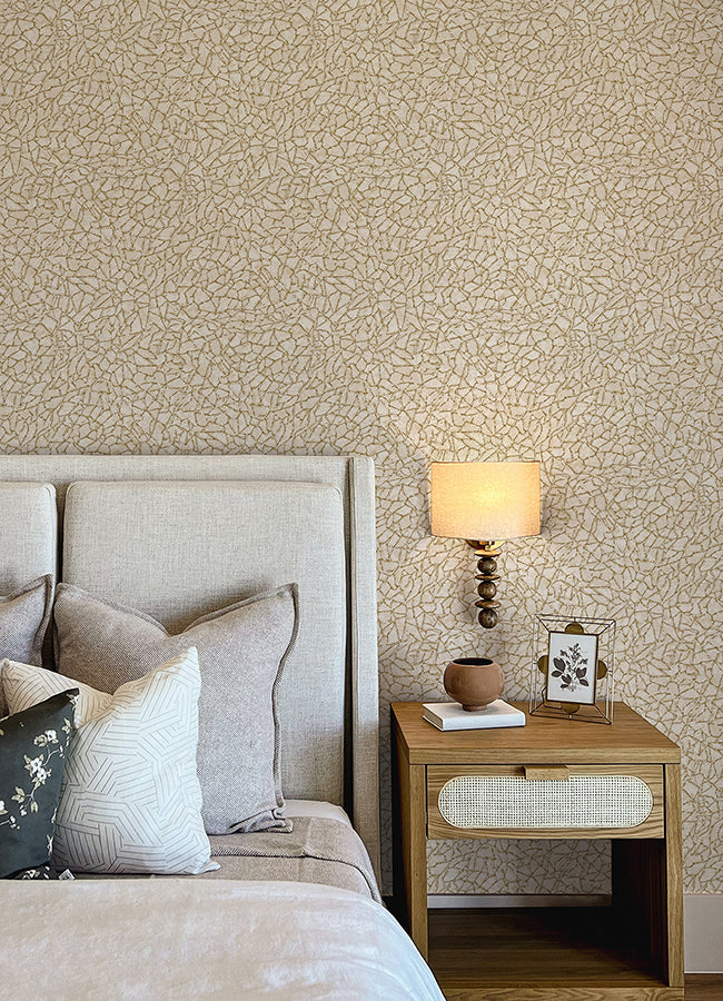 Soma Gold Metallic Crackling Wallpaper  | Brewster Wallcovering - The WorkRm