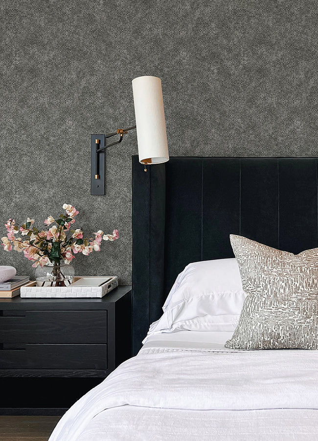 Hirawa Pewter Metallic Mosaic Wallpaper - Brewster Wallcovering