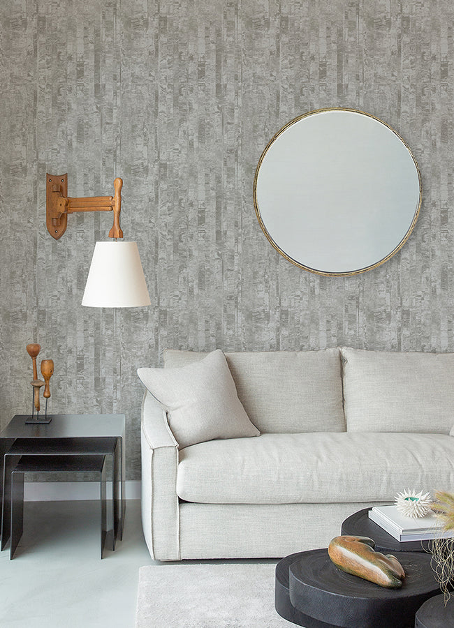 Zinarliya Silver Column Wallpaper  | Brewster Wallcovering - The WorkRm