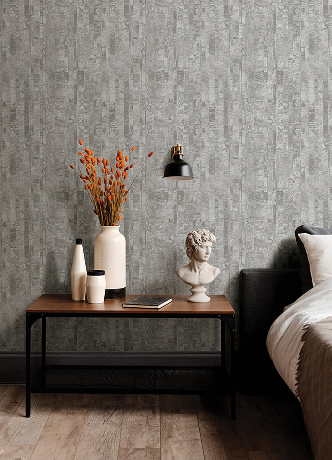 Zinarliya Silver Column Wallpaper  | Brewster Wallcovering - The WorkRm