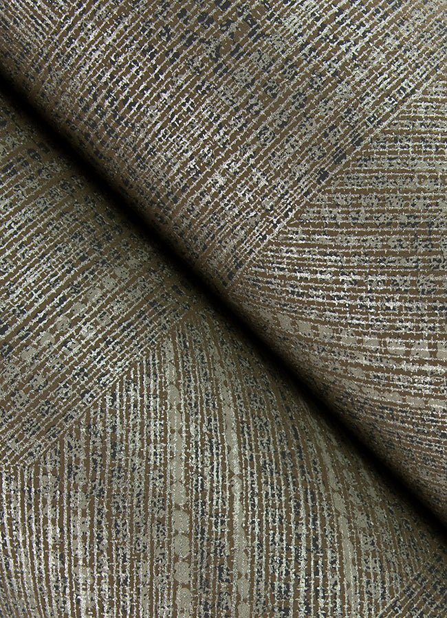 Ladon Brown Metallic Texture Wallpaper - Brewster Wallcovering