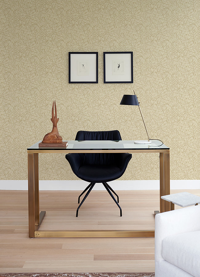 Bulan Gold Abstract Lines Wallpaper  | Brewster Wallcovering - The WorkRm