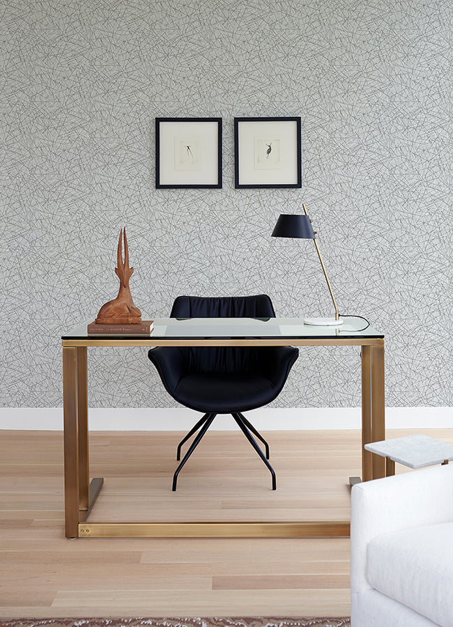 Bulan Silver Abstract Lines Wallpaper  | Brewster Wallcovering - The WorkRm