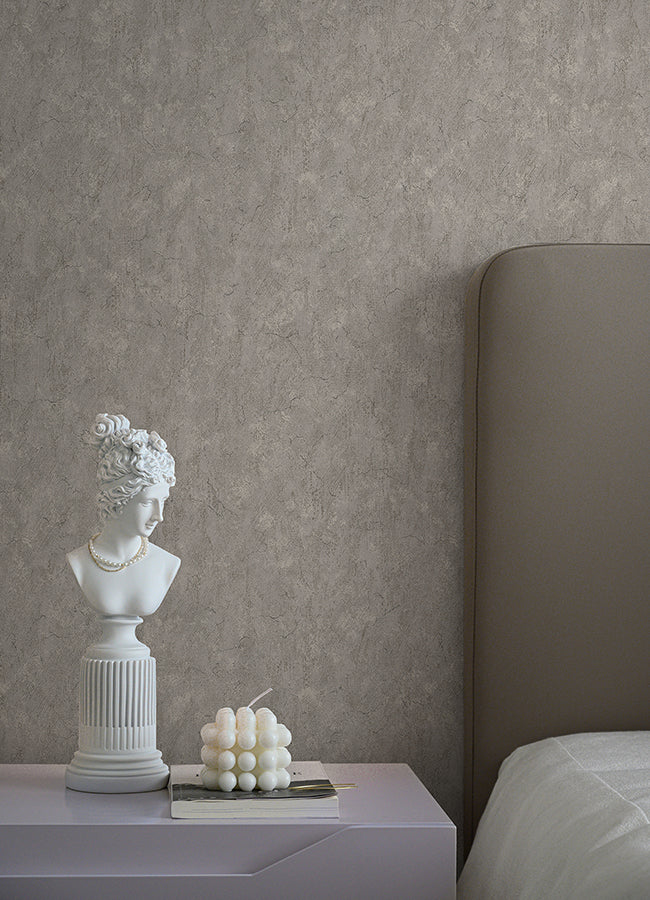 Pliny Light Grey Distressed Texture Wallpaper - Brewster Wallcovering