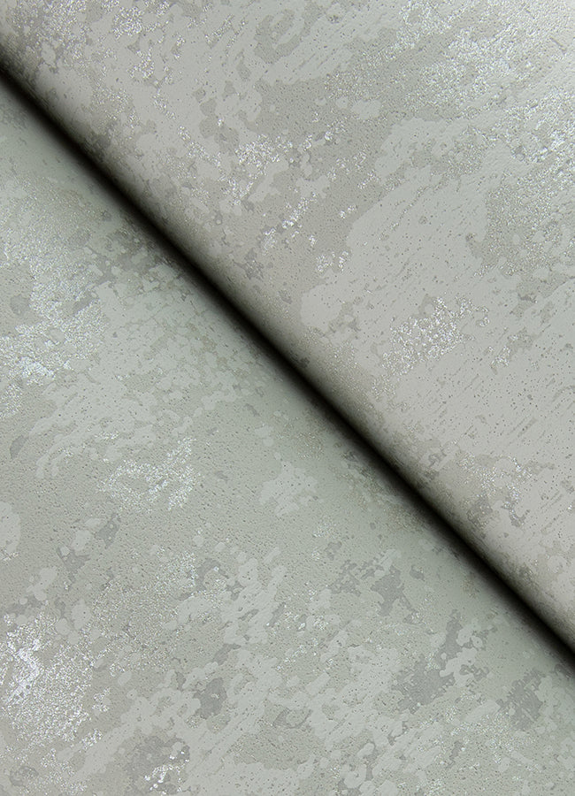 Haliya Silver Metallic Plaster Wallpaper - Brewster Wallcovering