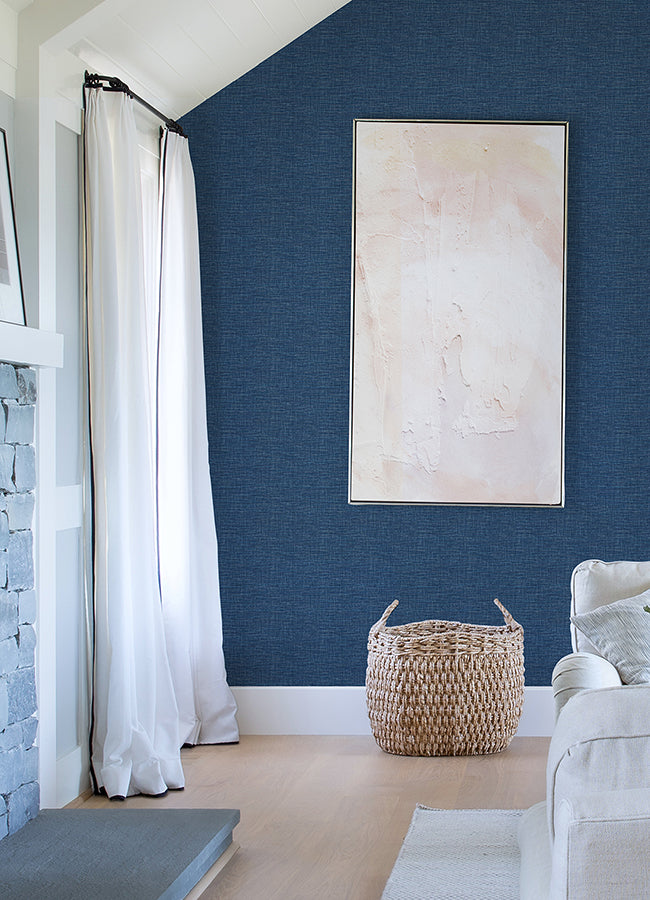 Exhale Dark Blue Texture Wallpaper - Brewster Wallcovering