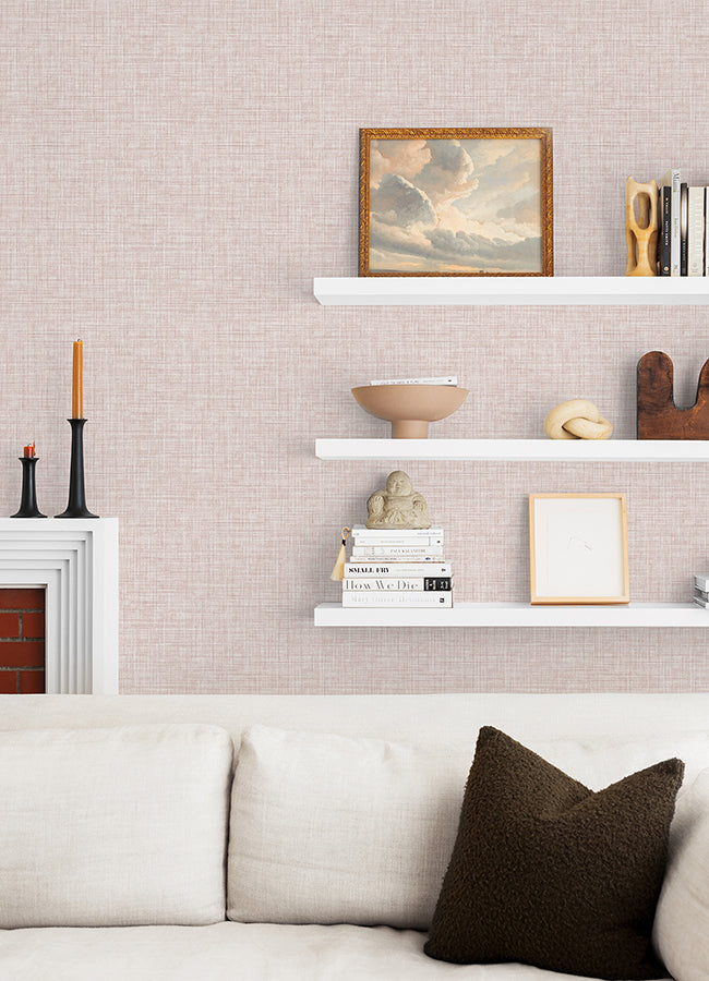 Tuckernuck Pink Linen Wallpaper  | Brewster Wallcovering - The WorkRm