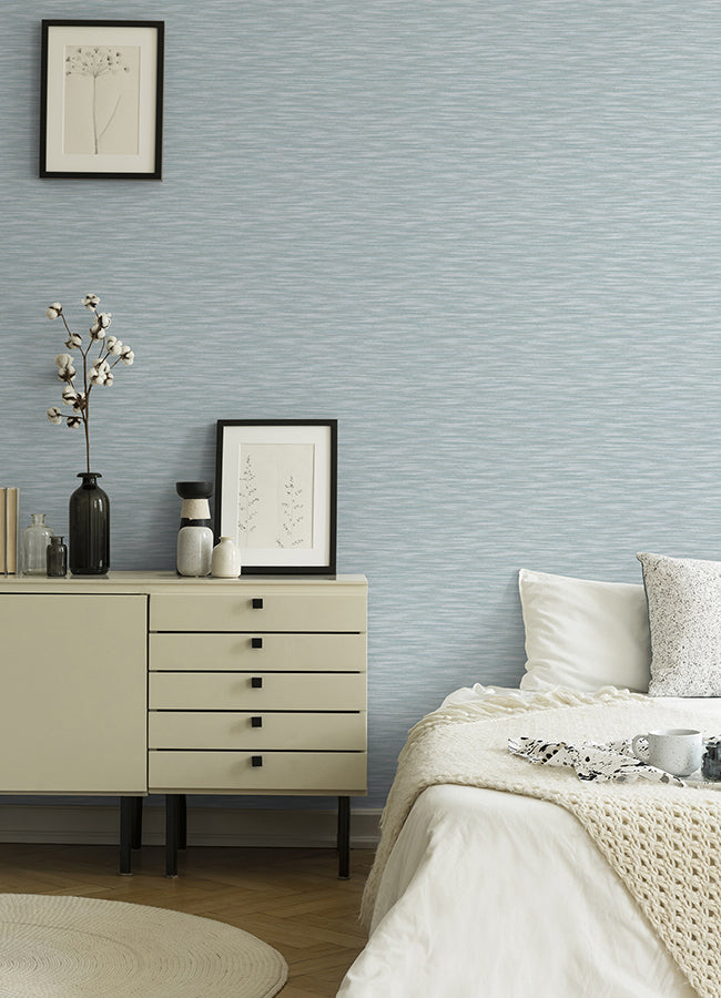 Benson Light Blue Faux Fabric Wallpaper  | Brewster Wallcovering - The WorkRm