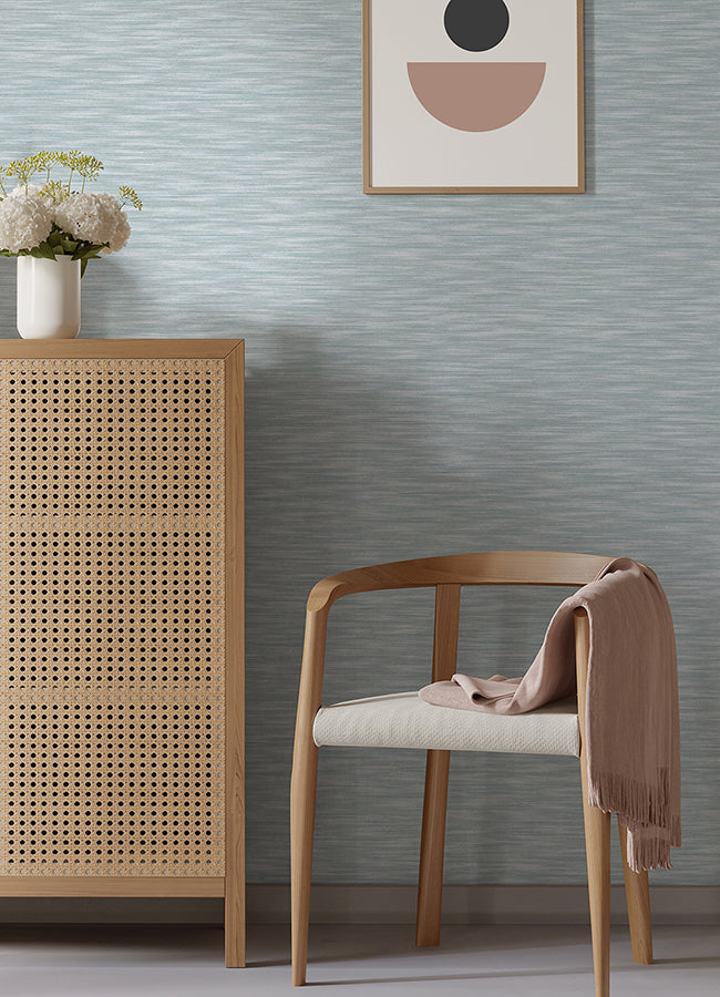 Benson Light Blue Faux Fabric Wallpaper  | Brewster Wallcovering - The WorkRm