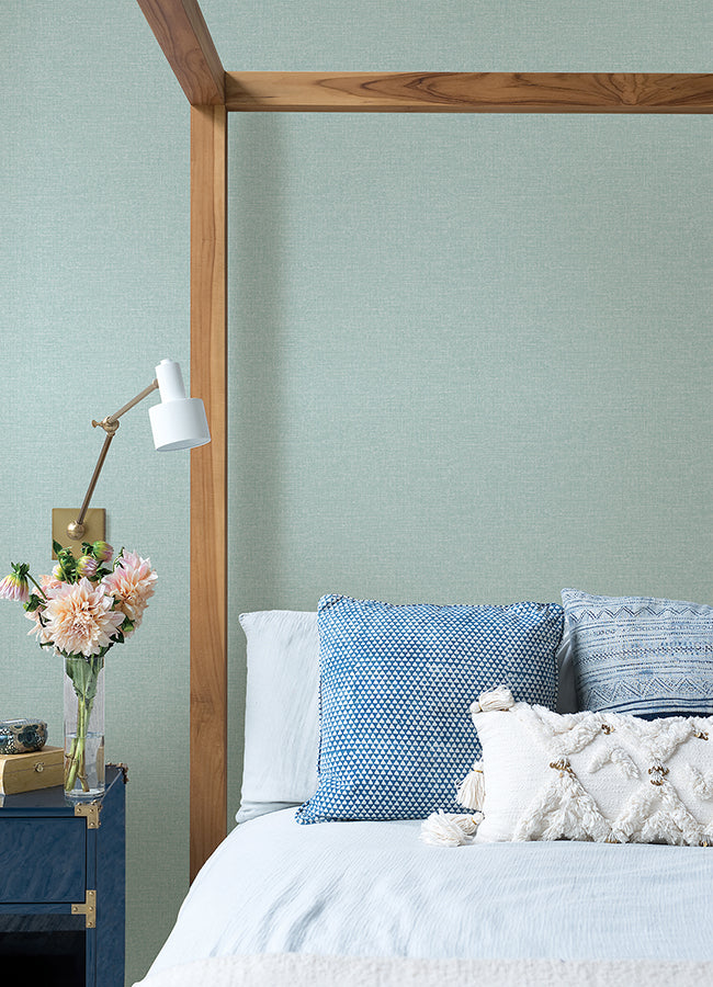 Glen Aqua Texture Wallpaper - Brewster Wallcovering