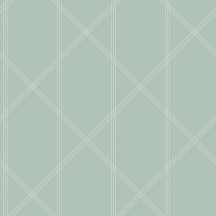 Picture of Walcott Seafoam Stitched Trellis Wallpaper