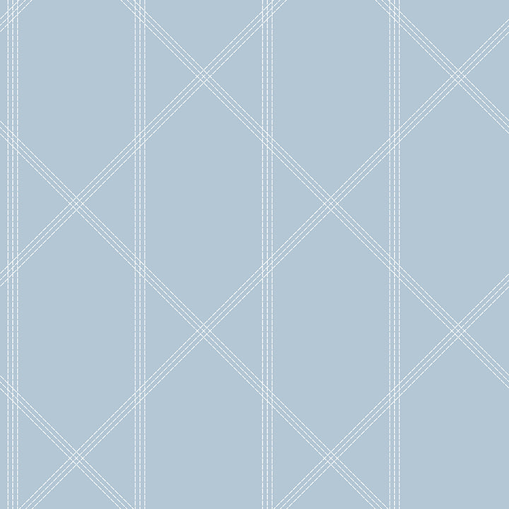 Picture of Walcott Light Blue Stitched Trellis Wallpaper