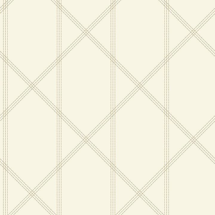 Picture of Walcott Cream Stitched Trellis Wallpaper