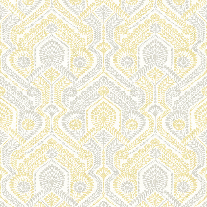 Picture of Fernback Yellow Ornate Botanical Wallpaper