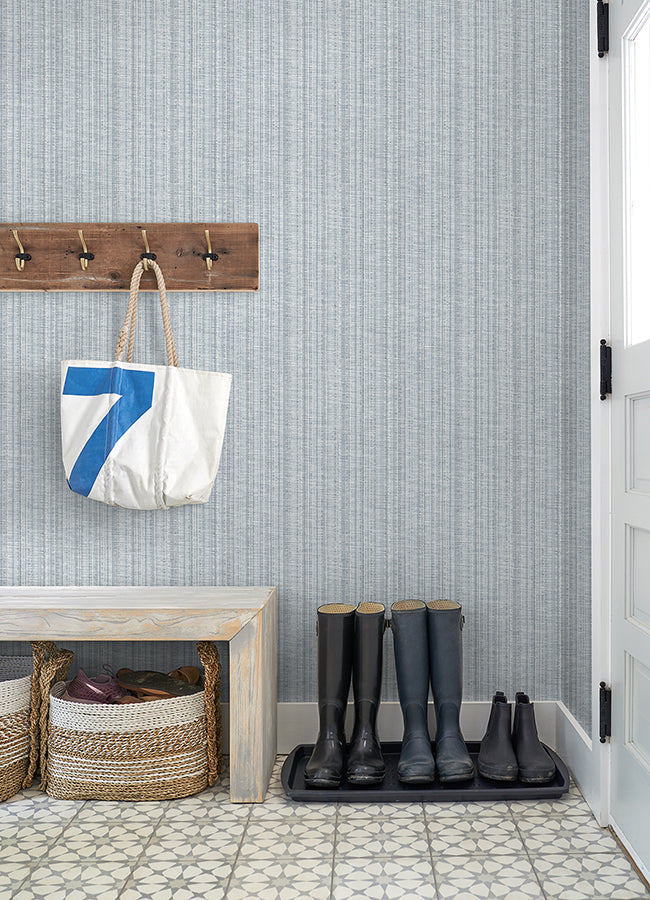 Simon Blue Woven Texture Wallpaper  | Brewster Wallcovering - The WorkRm