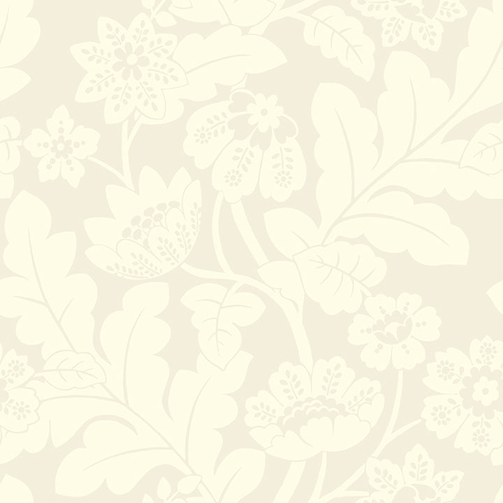 Picture of Augusta White Flock Damask Wallpaper