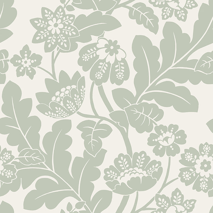 Brewster Wallcovering-Augusta Silver Flock Damask Wallpaper