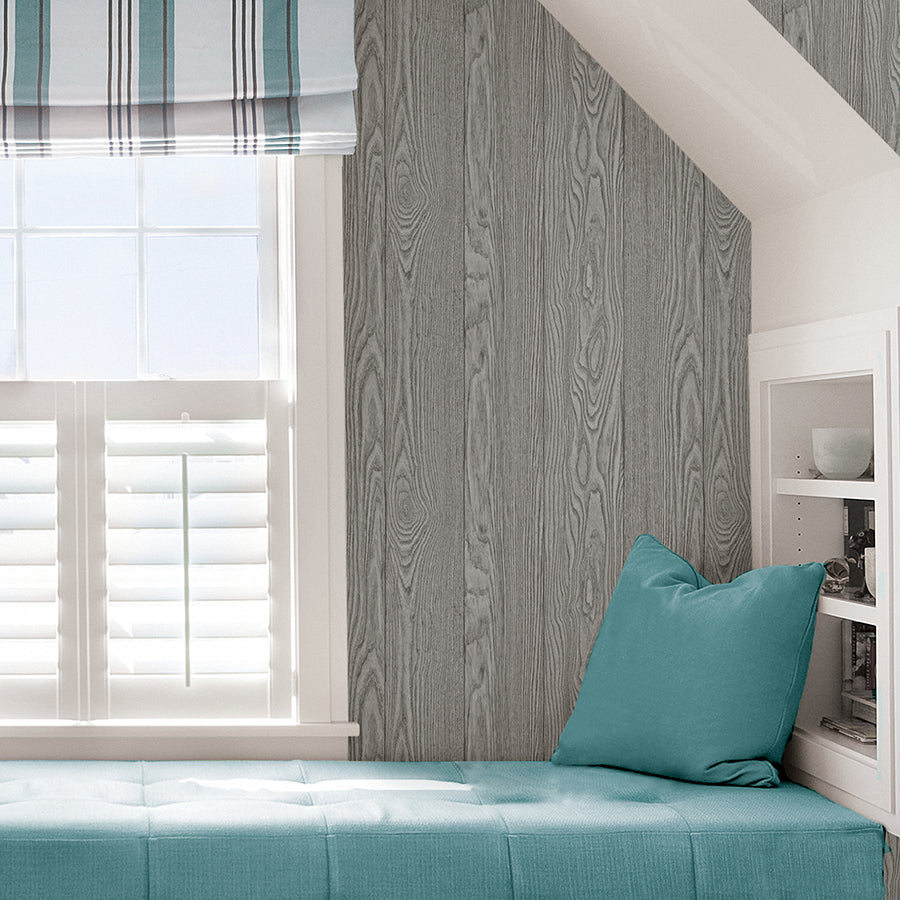 Timber Grey Peel and Stick Wallpaper - Brewster Wallcovering