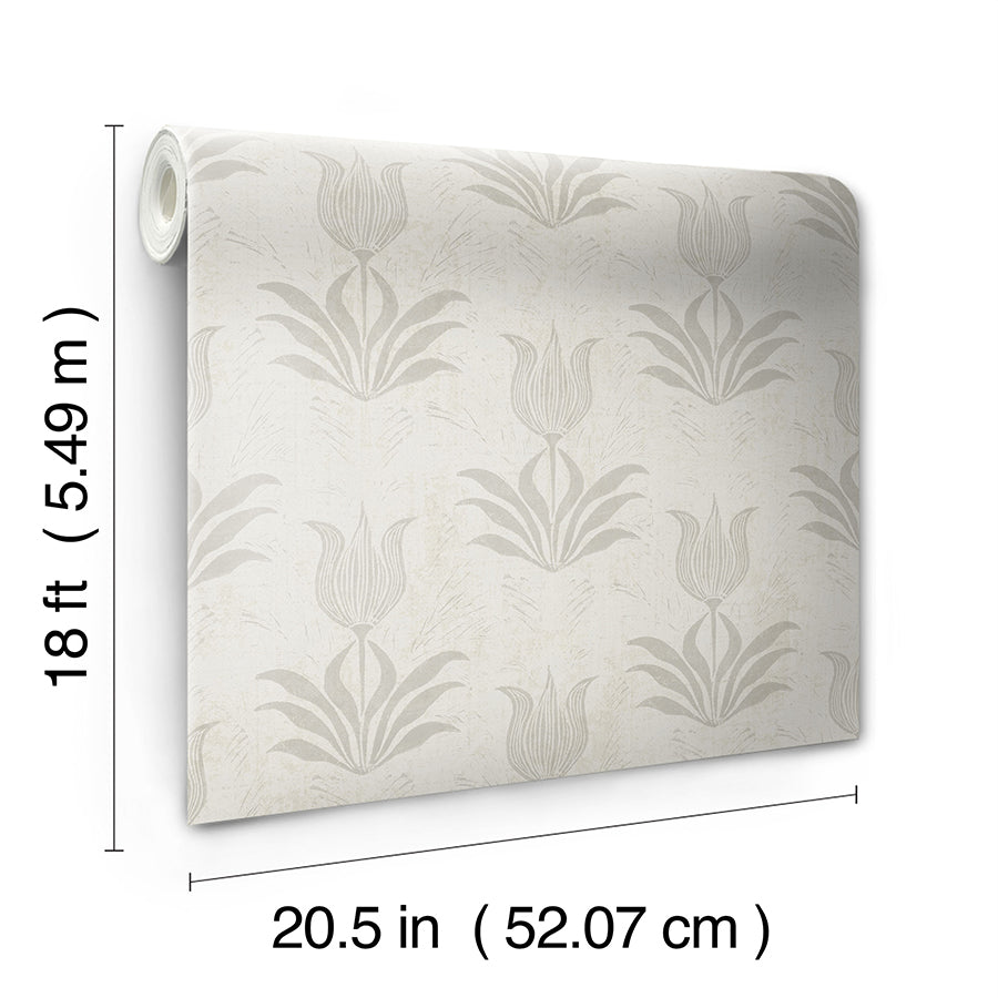 Grey Parrot Tulip Peel and Stick Wallpaper - Brewster Wallcovering