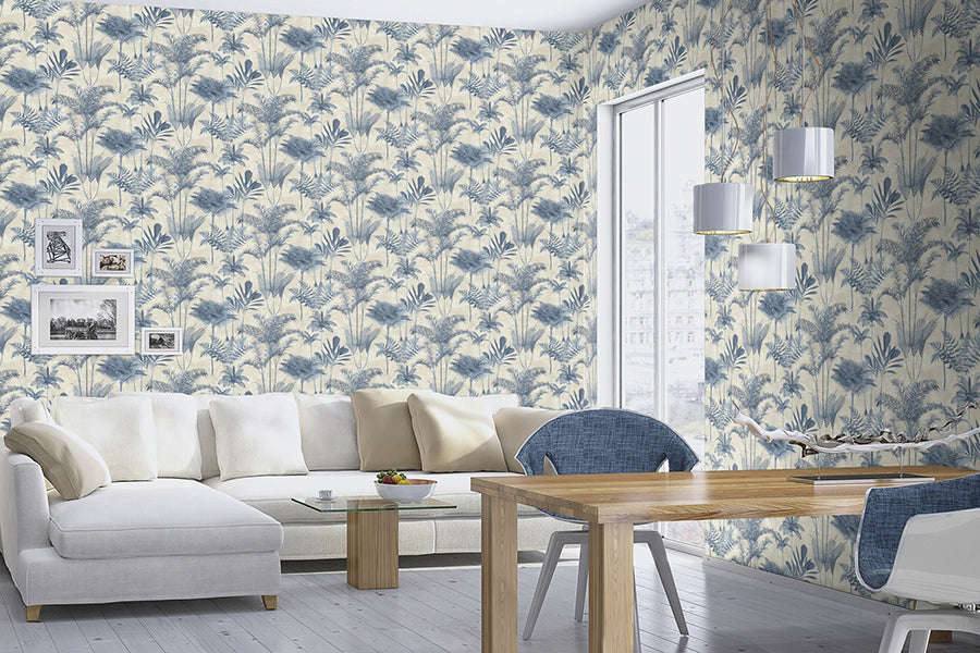 Kinabalu Blue Rainforest Wallpaper  | Brewster Wallcovering - The WorkRm