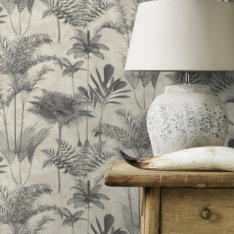 Kinabalu Charcoal Rainforest Wallpaper  | Brewster Wallcovering - The WorkRm