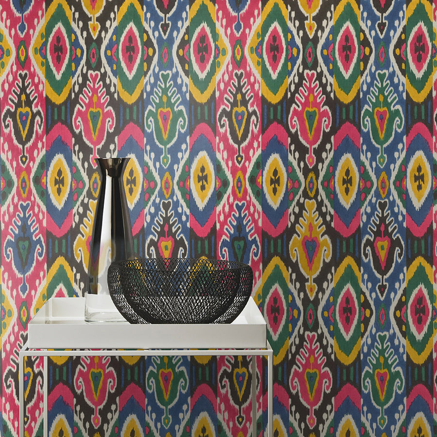 Villon Multicolor Ikat Wallpaper  | Brewster Wallcovering