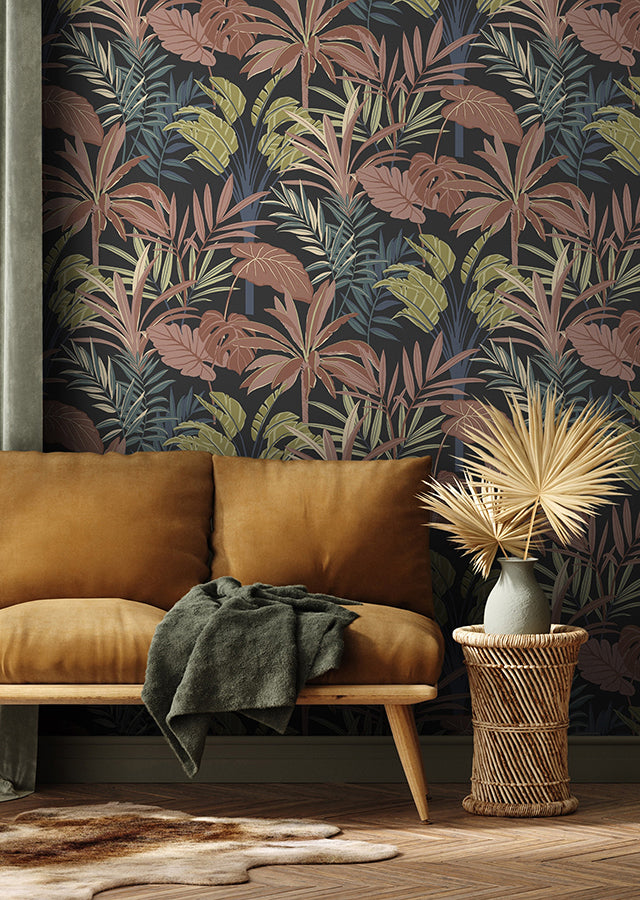 Rudyard Pink Tropical Flora Wallpaper  | Brewster Wallcovering - The WorkRm