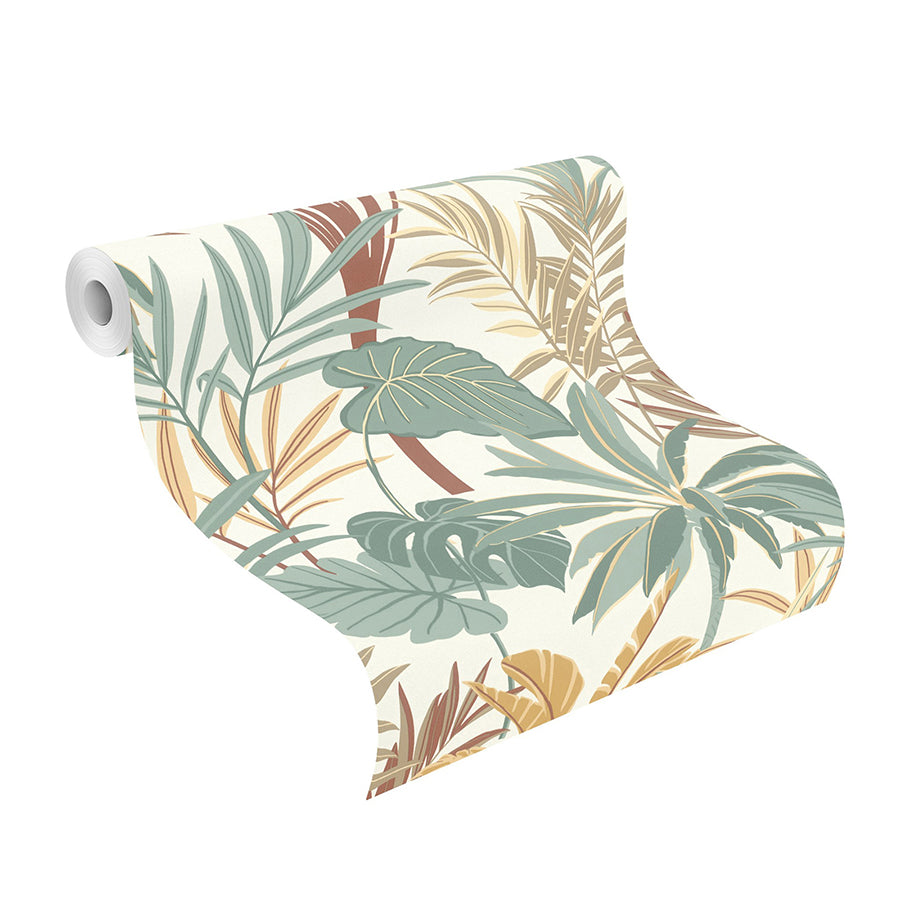 Rudyard Apricot Tropical Flora Wallpaper  | Brewster Wallcovering - The WorkRm