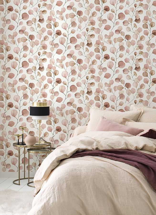 Elaina Blush Watercolor Boughs Wallpaper  | Brewster Wallcovering - The WorkRm