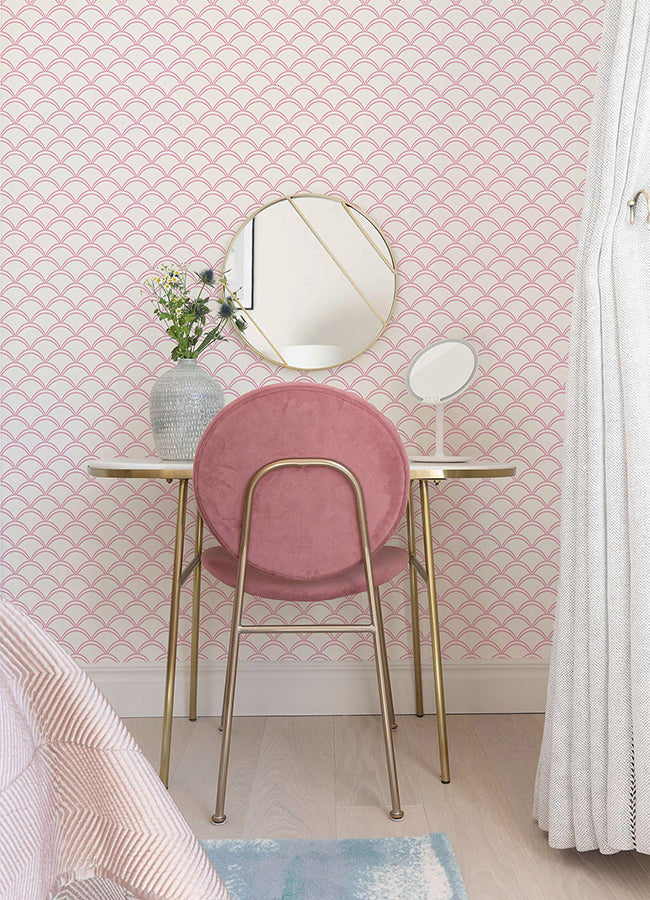 Pink Deco Wave Peel and Stick Wallpaper  | Brewster Wallcovering - The WorkRm