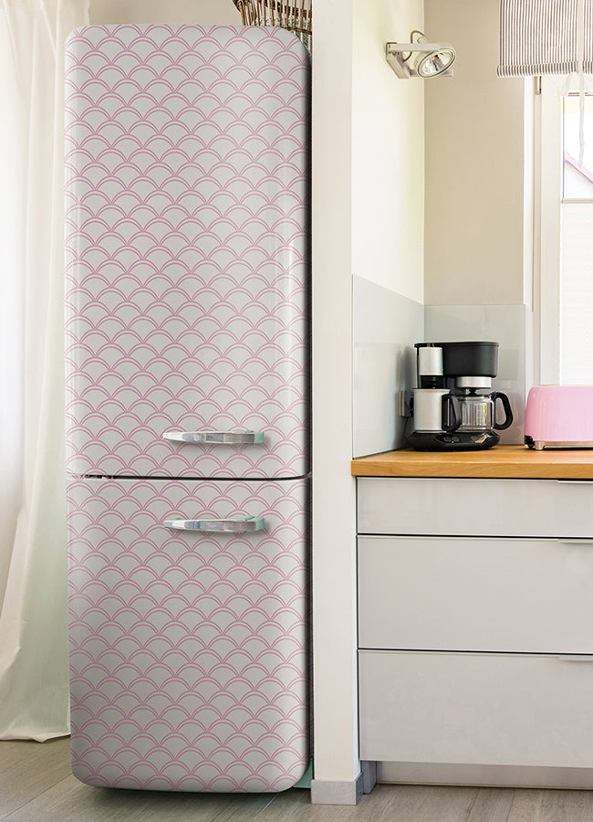 Pink Deco Wave Peel and Stick Wallpaper  | Brewster Wallcovering - The WorkRm