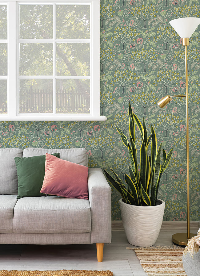 Green Groovy Garden Peel and Stick Wallpaper  | Brewster Wallcovering - The WorkRm