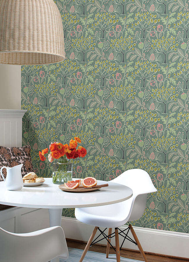 Green Groovy Garden Peel and Stick Wallpaper  | Brewster Wallcovering - The WorkRm