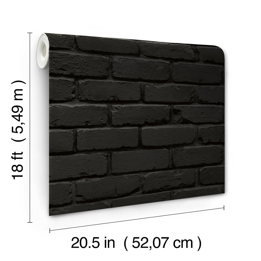 Black Amsterdam Brick Peel and Stick Wallpaper  | Brewster Wallcovering - The WorkRm