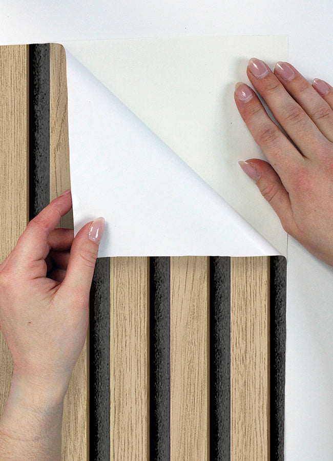 Oak Slat Wood Peel and Stick Wallpaper  | Brewster Wallcovering - The WorkRm