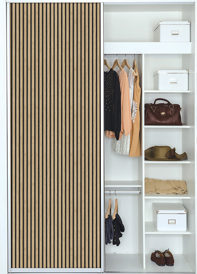 Oak Slat Wood Peel and Stick Wallpaper  | Brewster Wallcovering - The WorkRm