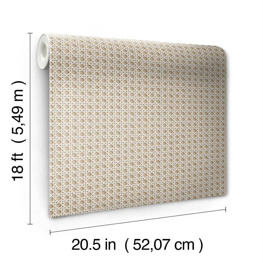 Cream Rattan Caning Peel and Stick Wallpaper  | Brewster Wallcovering - The WorkRm