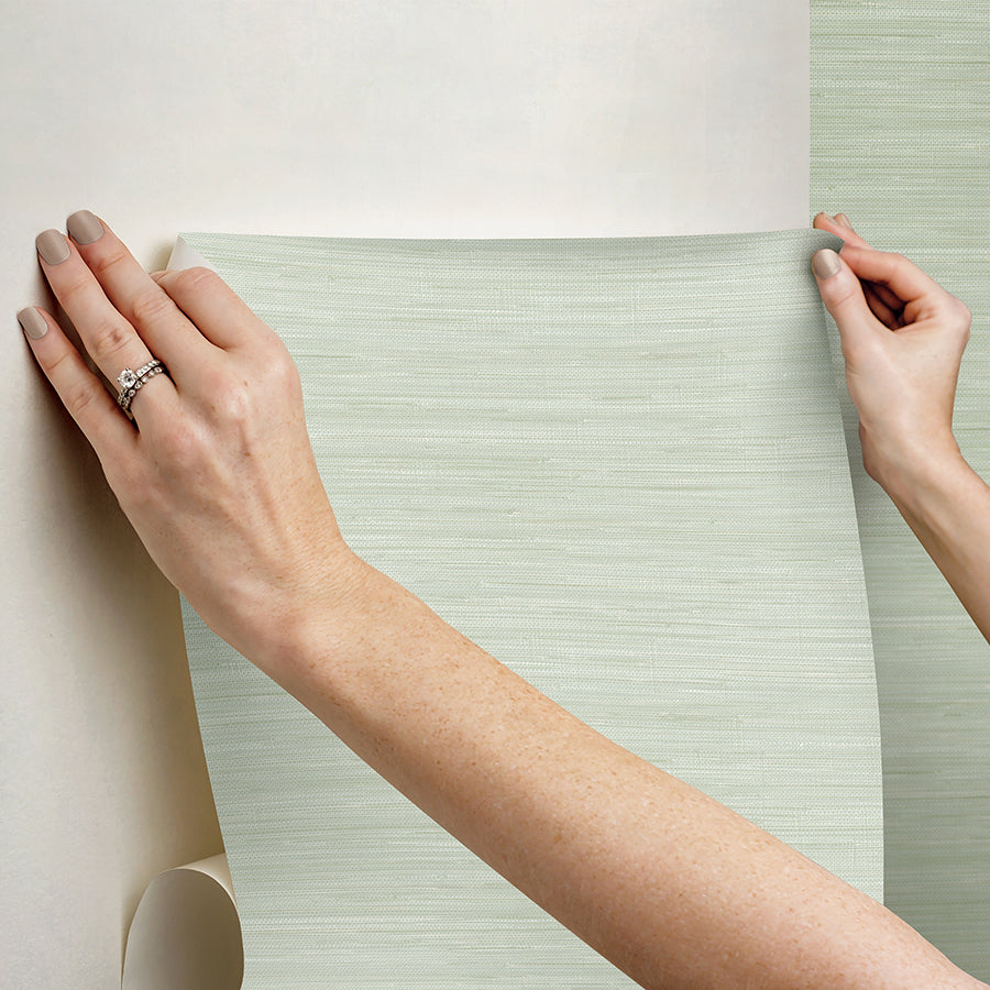 Cucumber Classic Faux Grasscloth Peel and Stick Wallpaper - Brewster Wallcovering