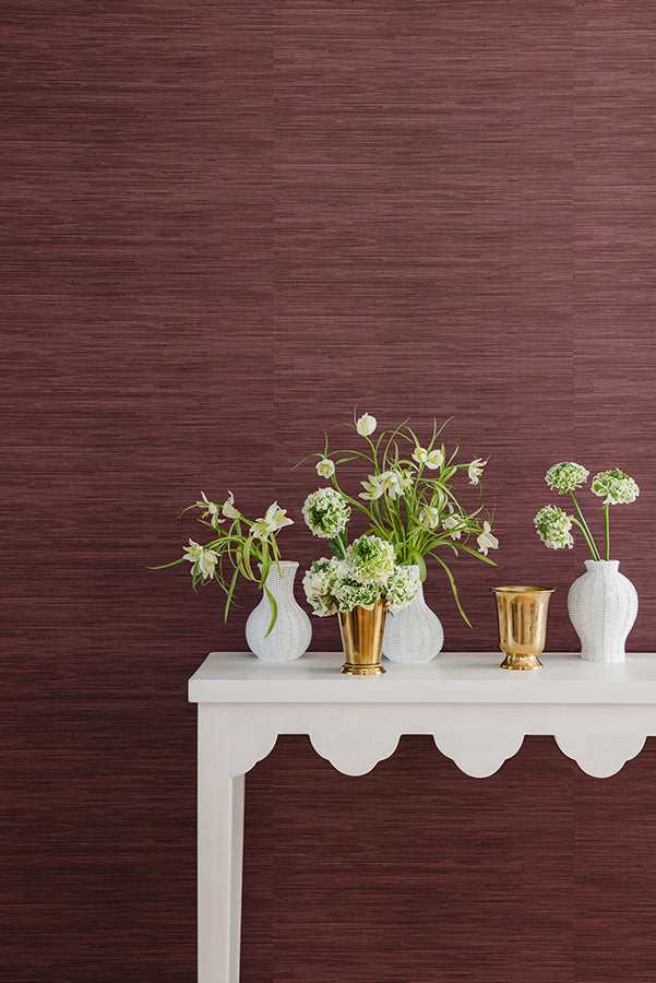 Aubergine Classic Faux Grasscloth Peel and Stick Wallpaper  | Brewster Wallcovering - The WorkRm