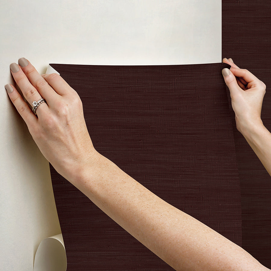 Aubergine Classic Faux Grasscloth Peel and Stick Wallpaper  | Brewster Wallcovering - The WorkRm