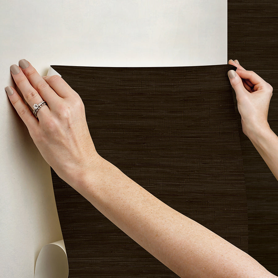 Chocolate Classic Faux Grasscloth Peel and Stick Wallpaper  | Brewster Wallcovering - The WorkRm