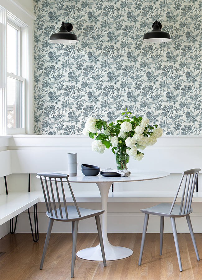 Cecilia Light Blue Fruit Wallpaper  | Brewster Wallcovering - The WorkRm