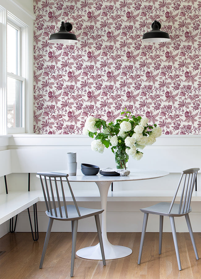 Cecilia Purple Fruit Wallpaper - Brewster Wallcovering