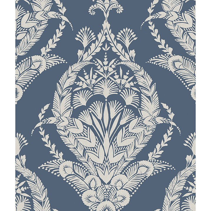 Picture of Arlie Indigo Botanical Damask Wallpaper