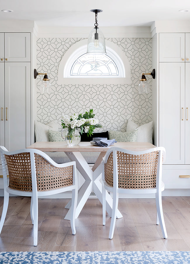 Addis Grey Trellis Wallpaper - Brewster Wallcovering