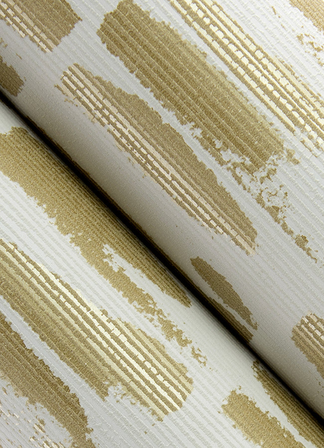 Myrtle Gold Abstract Stripe Wallpaper  | Brewster Wallcovering - The WorkRm