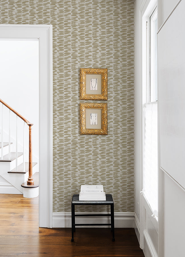 Myrtle Gold Abstract Stripe Wallpaper  | Brewster Wallcovering - The WorkRm