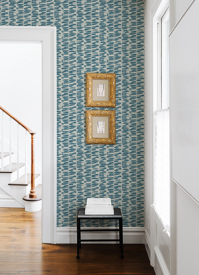 Myrtle Sea Green Abstract Stripe Wallpaper  | Brewster Wallcovering - The WorkRm