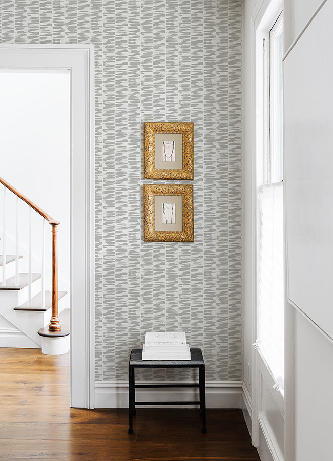 Myrtle Grey Abstract Stripe Wallpaper  | Brewster Wallcovering - The WorkRm